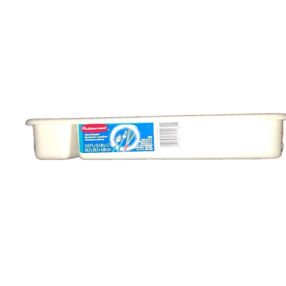 PLASTIC ALMOND RUBBERMAID LARGE CUTLERY UTENSIL ORGANZIER TRAY MADE IN USA  2925